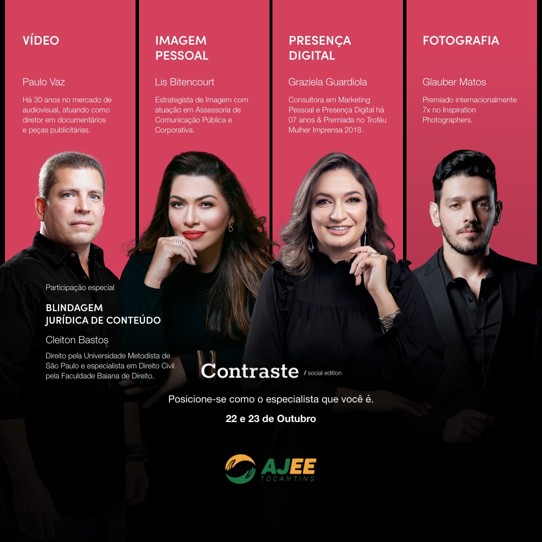 Com o apoio da AJEE Tocantins curso Contraste Social Edition ocorre em Palmas