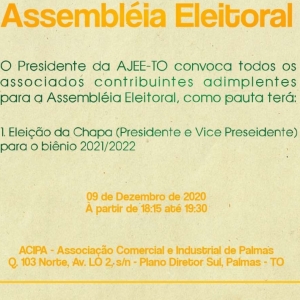 Convocação para Assembleia Eleitoral AJEE-TO Biênio 2021/2022